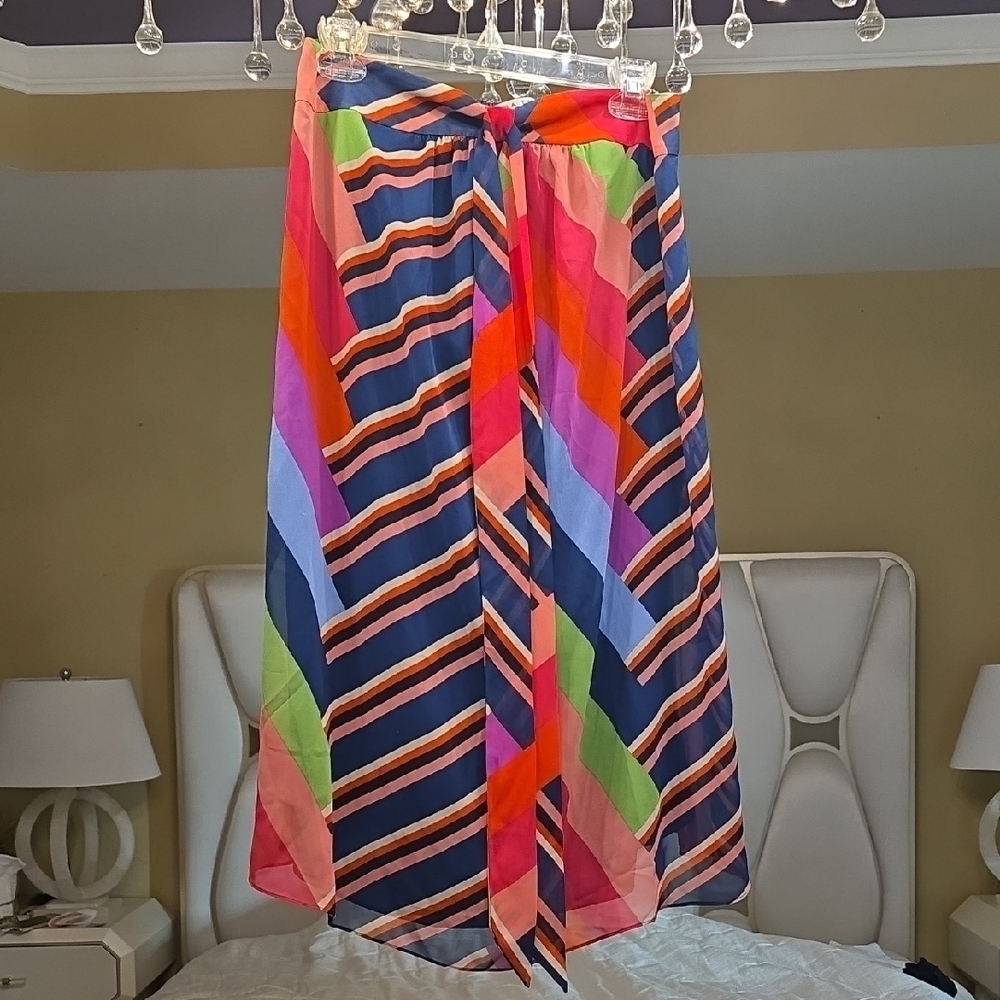 Trina Turk Multicolor Striped Midi Skirt Size M - Picture 1 of 13